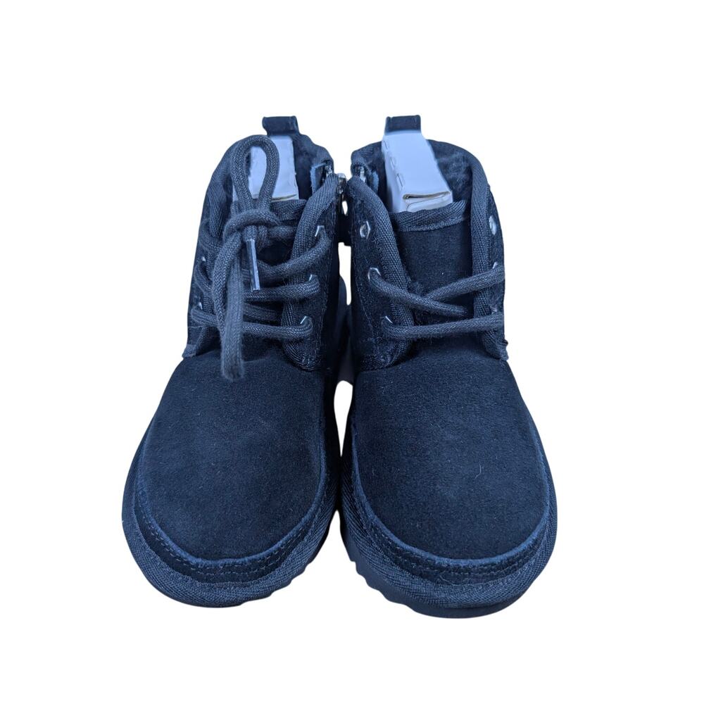 UGG Toddlers 10 Neumel‎ II Boots Black Suede UGG Plush Booties Zip Lace up NWB - Picture 2 of 9